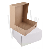 Pevná tortová krabica, vyrobená z kvalitnej vlnitej lepenky. Cukrári a pekári naše krabice využijú hlavne k uskladneniu a prenosu tort a zákuskov. Krabica ideálna na cheesecake, jednoposchodové tortičky či zákusky. krabičky zasielame v rozloženom stave čím nezaberajú veľa miesta jednoduché skladanie vďaka dômyselnej konštrukcii 100% recyklovateľná prírodný kartón spĺňa prísne hygienické normy pre priamy styk s potravinami. farba: bielo-hnedá s potlačou alebo biela materiál: vlnitá lepenka