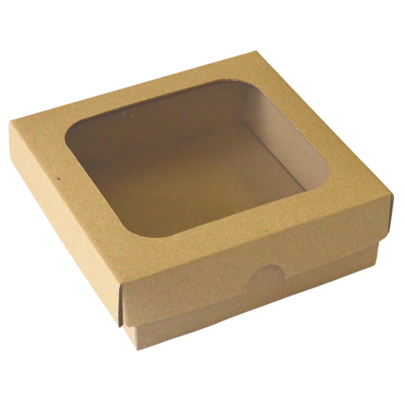 Krabička s okienkom hnedá 15x15x5cm "dvojdielna"